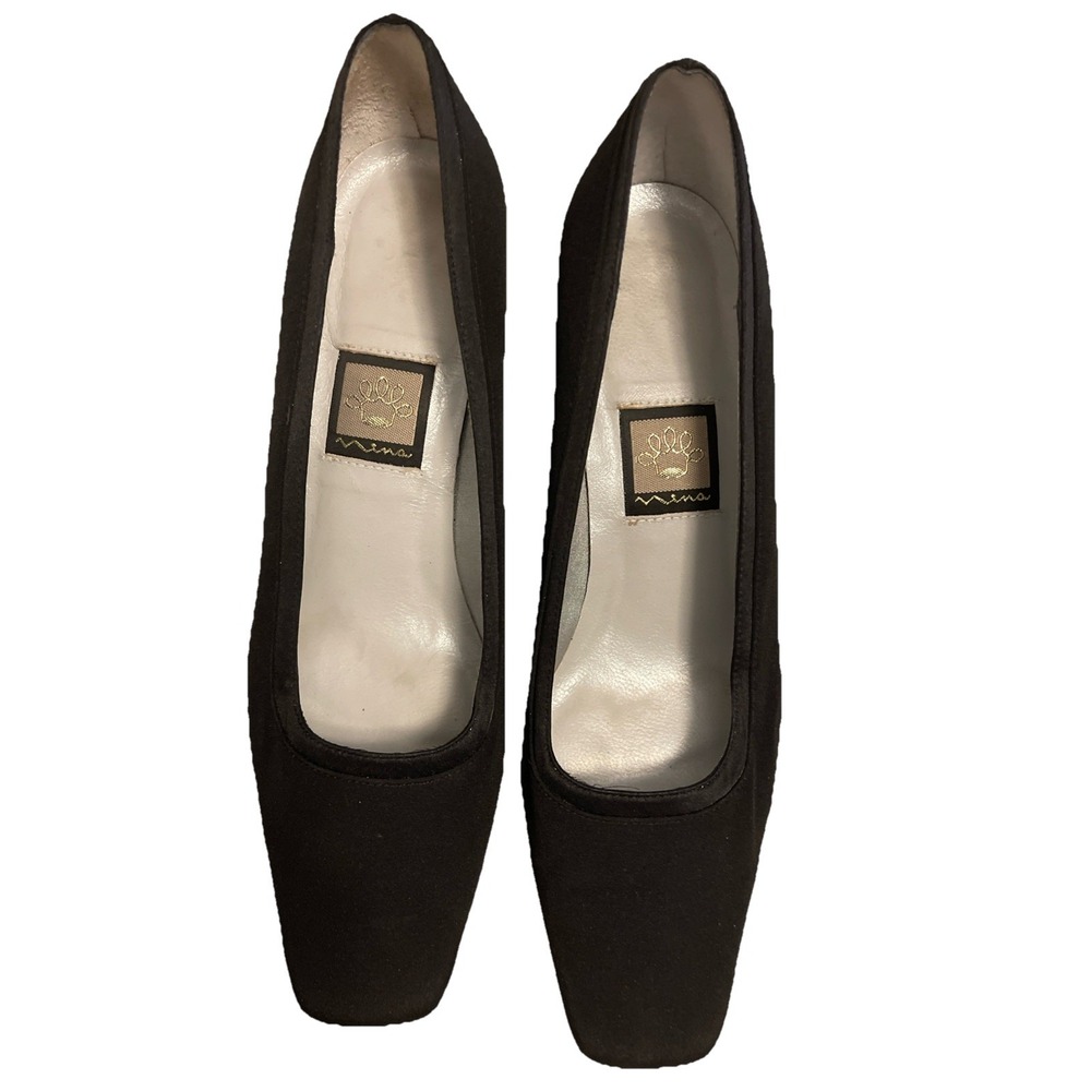 Nina Women's Black Leather‎ Sole Shoes/Heels Size 8.5M Classic, Wedding, Dress